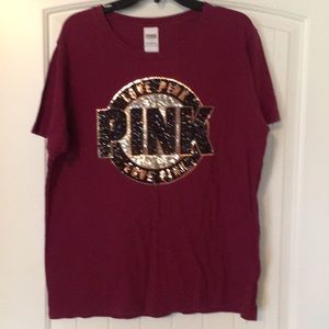 VS Pink sequined T-shirt